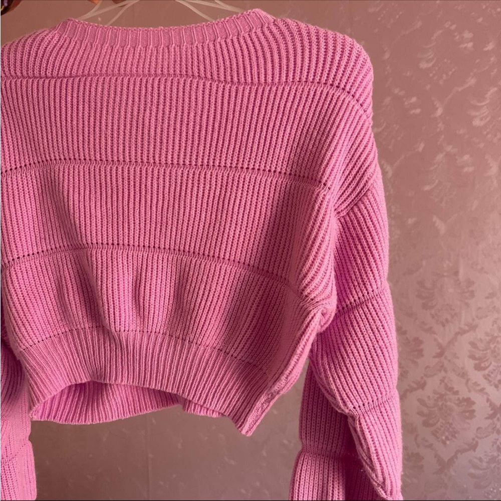 Pink Ribbed Knit Sweater - Picture 2 of 3
